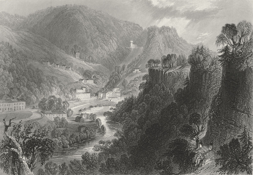 DERBYS. Matlock Bath. WH Bartlett 1842 old antique vintage print picture